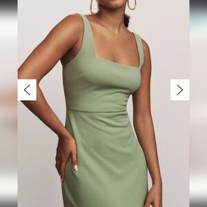 BHLDN Sage Green Blake Square Neck Dress